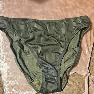 VINTAGE OLIVE GREEN METALLIC HIGH CUT UNDERWEAR